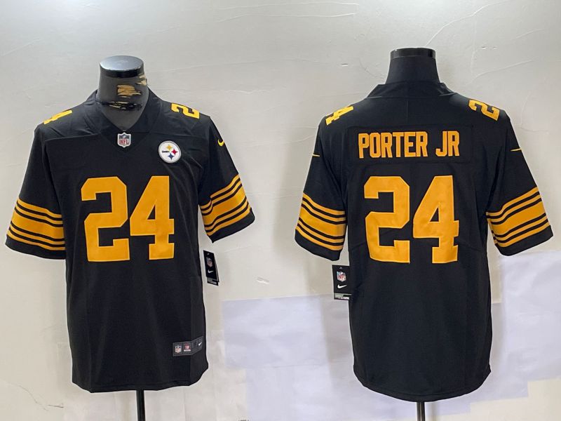 Men Pittsburgh Steelers #24 Porter jr Black 2024 Nike Limited NFL Jersey style 2